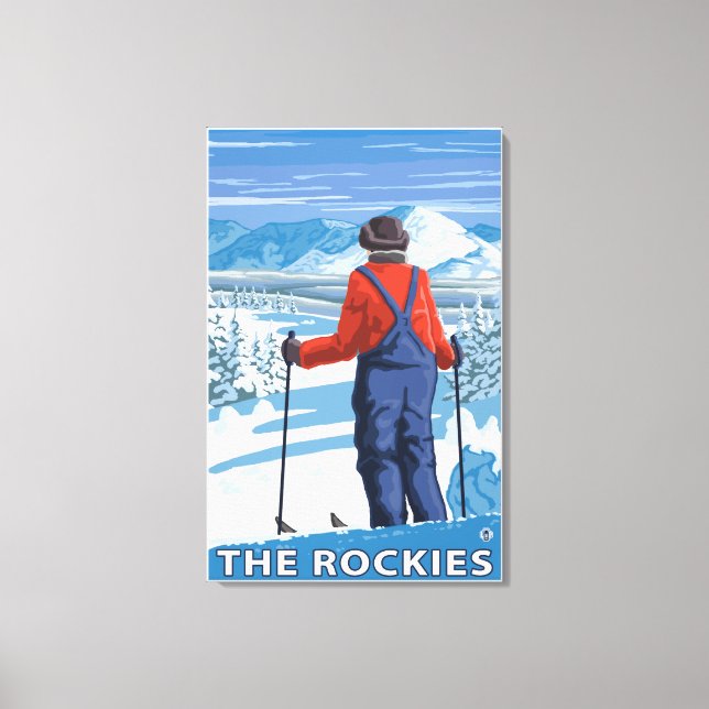 Skier Admiring - Die Rockies Leinwanddruck (Vorderseite)