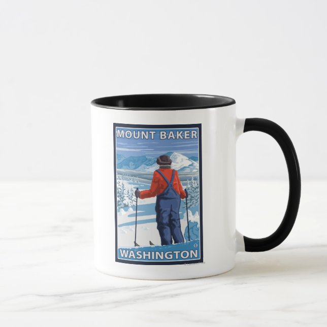 Skier Admiring - Mount Baker, Washington Tasse (Rechts)