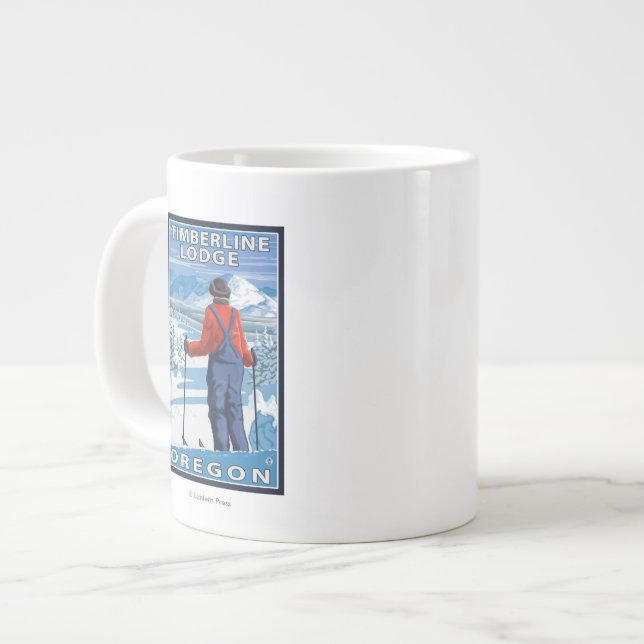 Skier Admiring - Timberline Lodge, Oregon Jumbo-Tasse (Vorderseite Links)