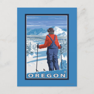 Skier Admiring - Vintage Travel Poster Postkarte