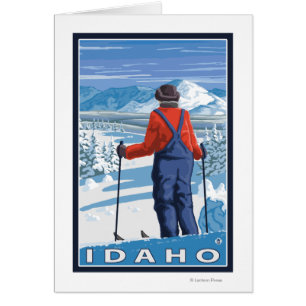 Skier AdmiringIdahoVintage Reiseplakat