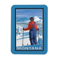 Skier AdmiringMontanaVintage Reiseplakat