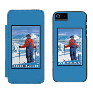 Skier-bewundern Vintages Reise-Plakat Incipio Watson™ iPhone 5 Geldbörsen Hülle