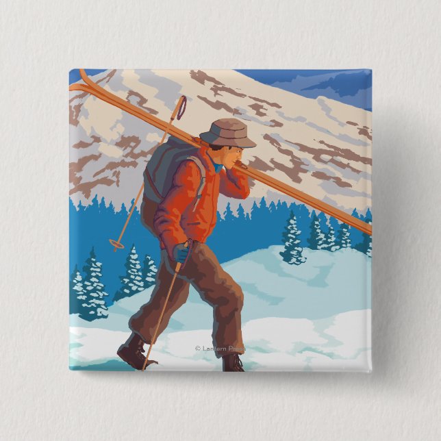 Skier Carry SkisNew Mexico Button (Vorderseite)