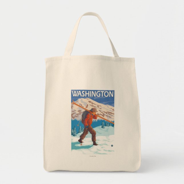 Skier Carry Snow Skis - Washington Tragetasche (Vorne)