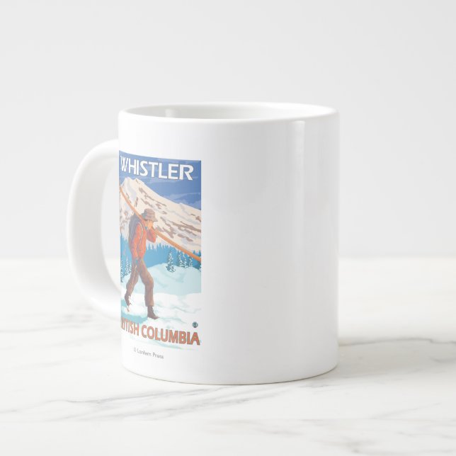 Skier Carry Snow Skis - Whistler, BC Kanada Jumbo-Tasse (Vorderseite Links)