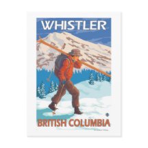 Skier Carry Snow Skis - Whistler, BC Kanada
