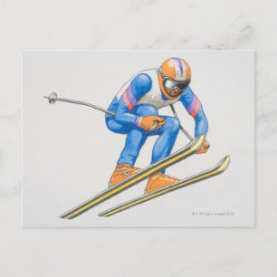 Skier Darstellend Jump Postkarte