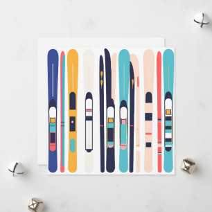 Skier Feiertagskarte