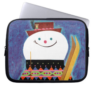 Skier für Schneemann Laptopschutzhülle
