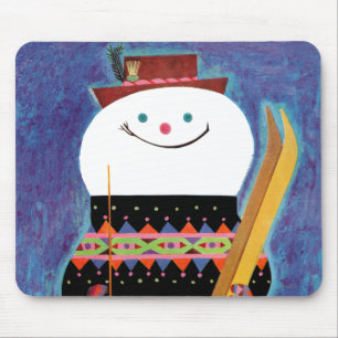 Skier für Schneemann Mousepad