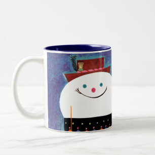 Skier für Schneemann Zweifarbige Tasse