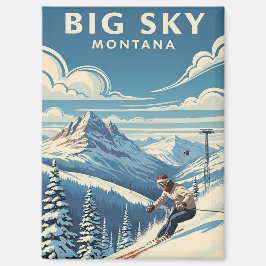Skier in Big Sky Montana Magnet