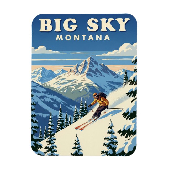 Skier in Big Sky Montana Magnet (Vertikal)