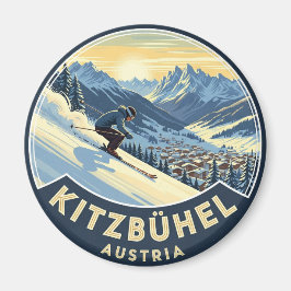 Skier in Kitzbühel Österreich Magnet