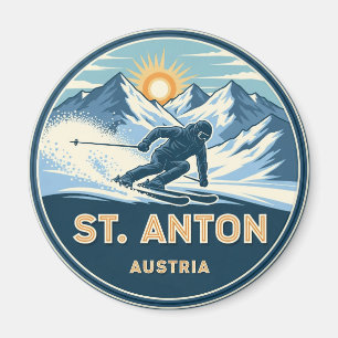 Skier in St. Anton Österreich Magnet