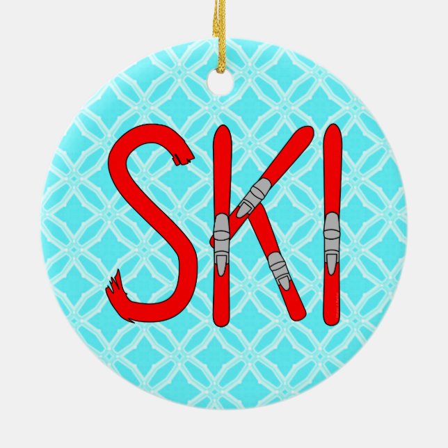 Skier Keramik Ornament (Hinten)