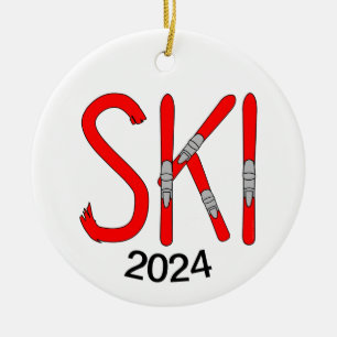 Skier Keramik Ornament