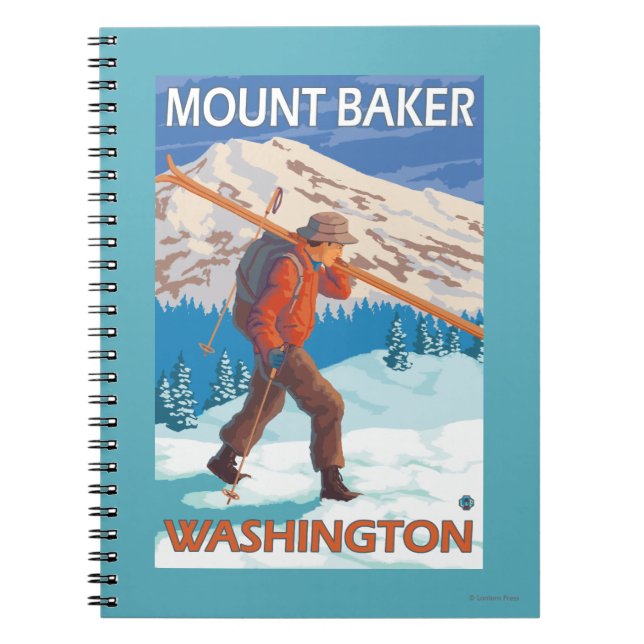 Skier mit Schneeschuhen - Berg Baker, WA Notizblock (Vorderseite)