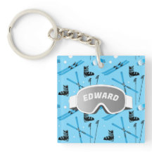 Skier Personalised Skiing Themed Blue