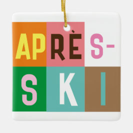 Skier Retro Après Ski Color Blocks Keramikornament