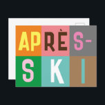 Skier Retro Après Ski Color Blocks Postkarte<br><div class="desc">Modernes Après-Ski-Design in farbenfrohen Farbblöcken und farbigen Buchstaben. Alpine Skiöffnung,  Skigebiet,  Ski Zuhause Design. Wunderschönes Wintersportspass für Skifahrer im Freundeskreis,  bei Kollegen oder in der Familie. Retro-Skifahrer gestalten Kunstwerke. Skifahrer Ski Wohngestaltung,  Skiteam,  Skicoach Geschenk.</div>