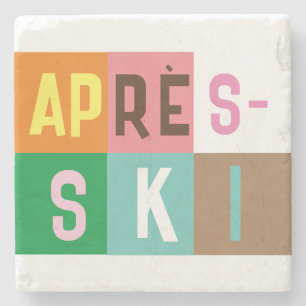 Skier Retro Après Ski Color Blocks Steinuntersetzer