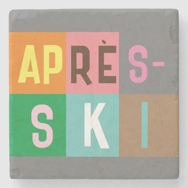 Skier Retro Après Ski Color Blocks Steinuntersetzer (Vorderseite)