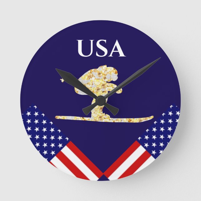 SKIER RUNDE WANDUHR (Vorderseite)