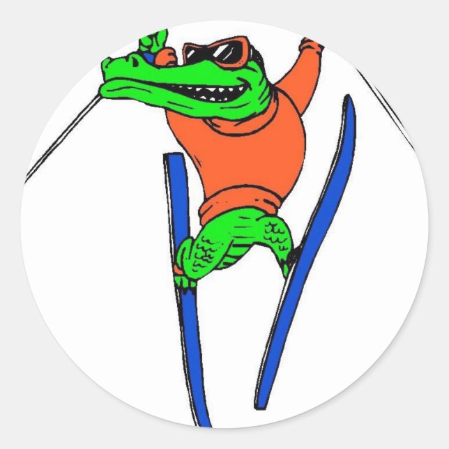Skier Runder Aufkleber (Vorderseite)