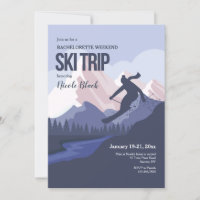 Skier Silhouette Bachelorette Party Invitation