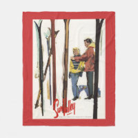 Skier sind von einem Poster Stehend