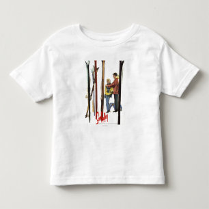 Skier sind von einem Poster Stehend Kleinkind T-shirt