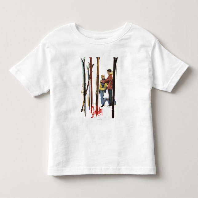 Skier sind von einem Poster Stehend Kleinkind T-shirt (Vorderseite)