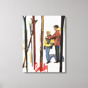 Skier sind von einem Poster Stehend Leinwanddruck