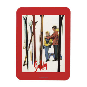 Skier sind von einem Poster Stehend Magnet