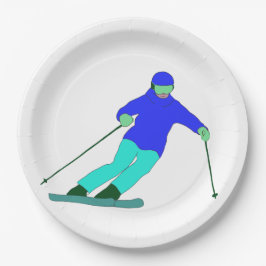 Skier Snow Skiing Pappteller