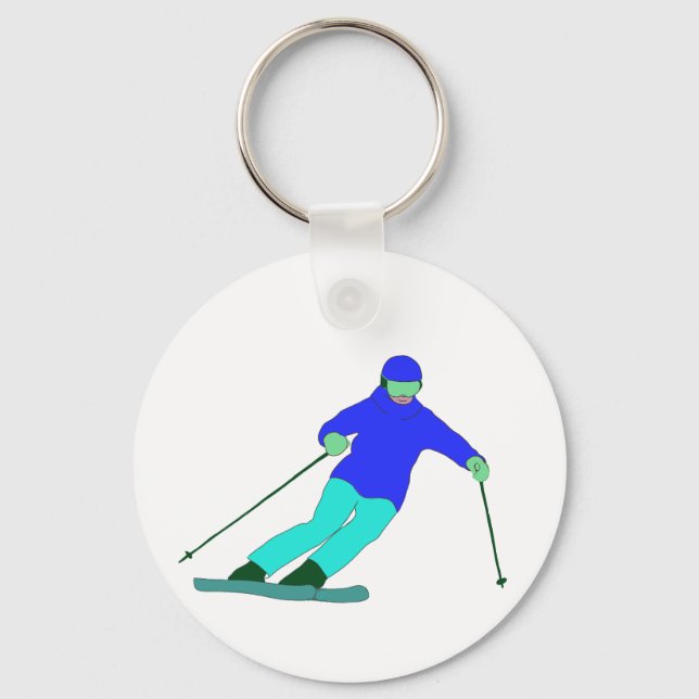 Skier Snow Skiing Schlüsselanhänger (Vorderseite)