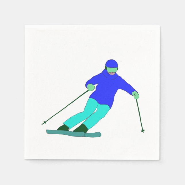 Skier Snow Skiing Serviette (Vorderseite)