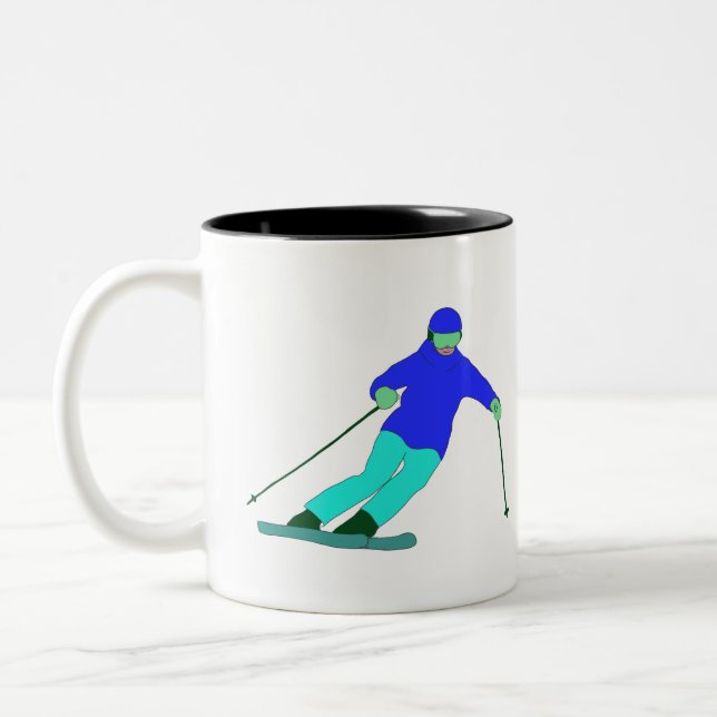 Skier Snow Skiing Zweifarbige Tasse (Links)