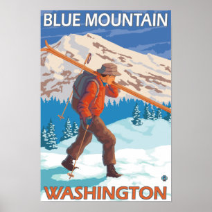 Skier Snow Skis - Blauer Berg, WA Poster