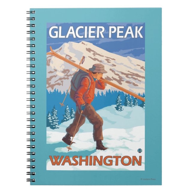 Skier Snow Skis - Glacier Peak, WA Notizblock (Vorderseite)