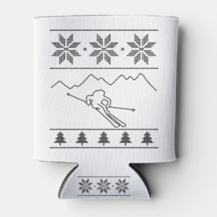Skier - Strickmuster - Weihnachten - Berge Dosenkühler