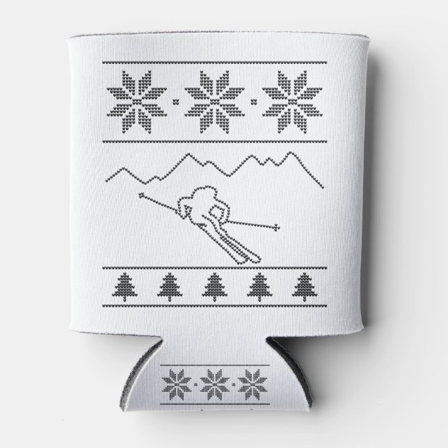Skier - Strickmuster - Weihnachten - Berge Dosenkühler (Vorderseite)