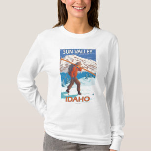 Skier-tragende Schnee-Ski-Vintage Reise 2 T-Shirt
