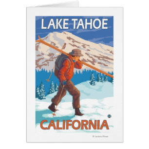 Skier transportant ski de neige - Lac Tahoe, Calif