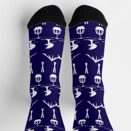 Skiers Skiing Mountains and Cable Cars Patterned Socken