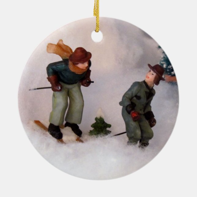 Skierschmuck (Weihnachtsdorf - 0861) Keramik Ornament (Hinten)
