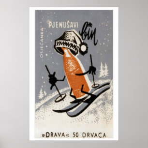 Skieur Bière - Impression Boîte d'Allumettes - Art