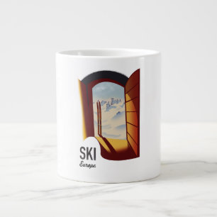 Skieuropa im Vintage-Stil Sportposter Jumbo-Tasse